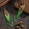 Bohemian Handmade Glass Seed Beads Tassel Dangle Earrings KU8026-3