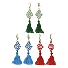 Glass Seed Beads & Brass Dangle Earrings for Women EJEW-MZ00800-2