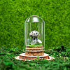 Glass Dome Cover with Natural Dalmatian Jasper Mushroom Inside BOHO-PW0001-085B-1