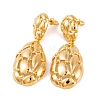 Retro Hollow Oval Drawbench Brass Dangle Stud Earrings for Women EJEW-G391-13G-2