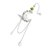 3Pcs Natural Rose Quartz & Aquamarine & Green Aventurine Chips & Brass Moon & 304 Stainless Steel Butterfly Suncatcher HJEW-TA00449-4
