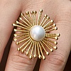 304 Stainless Steel Shell Beads Cuff Open Rings for Women RJEW-E301-01D-1