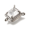 Brass Pave Clear Cubic Zirconia Rectangle Chandelier Component Links X-KK-C255-08P-2