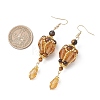 Teardrop Natural Tiger Eye & Glass Beaded Dangle Earrings EJEW-MZ00686-01-4