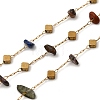 Handmade 304 Stainless Steel Chains with Gemstone Chip Beads CHS-K020-18G-1