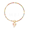 Bohemian Zinc Alloy Enamel Heart Pendant Glass Seed Beaded Nacklaces with OT Clasps for Women WGD622F-01-3