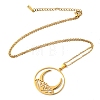 201 Stainless Steel Moon Pendant Necklace with Cable Chains NJEW-Q317-32G-1