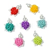 7Pcs 7 Colors Handmade Glass Seed Beaded Tortoise Pendants PALLOY-CJ00103-8
