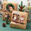 12 pcs 4 Styles Christmas Theme Kraft Paper Gingerbread Candy Boxes with PET Window ST-CJ0010-15-6