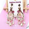 Teardrop Alloy Rhinestone Dangle Stud Earrings FS-WG711C6-02-1