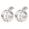 Round Brass Stud Earrings EJEW-D351-01P-2