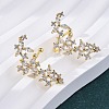 Flower Brass Micro Pave Clear Cubic Zirconia Cuff Earrings EJEW-K305-03G-3