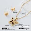 304 Stainless Steel Pendant Necklace & Stud Earrings Set for Women AW2289-5-1