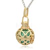 Golden Tone Brass Hollow Round Cage Pendants KK-J235-01G-2