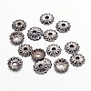 Black Iron Flower Bead Caps X-IFIN-D023-B-1