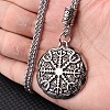 Vintage 304 Stainless Steel Viking Compass Pendant Necklaces for Men WG22CD2-01-1