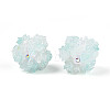 Polymer Clay Rhinestone Beads with Embossed Resin Roses RESI-T059-04D-1
