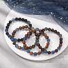 Natural Blue Aventurine & Wood Round Beaded Stretch Bracelet for Women BJEW-JB09379-3