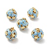 Round with Evil Eye Brass Enamel Pendants KK-G419-15G-02-1