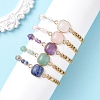 Round & Square Natural Gemstone Beads Link Bracelets BJEW-JB13487-1