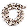 Handmade Flower Printed Porcelain Ceramic Beads Strands PORC-M007-10mm-04-4