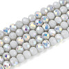AB Color Plated Opaque Glass Rondelle Beads Strands EGLA-T029-4mm-09M-1