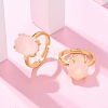 Hexagon Natural Rose Quartz Finger Rings RJEW-B113-02G-04-1