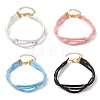 4Pcs 4 Colors Faux Suede Cord Multi-strand Bracelets with 304 Stainless Steel Rings for Women BJEW-JB10404-1