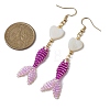 Glass & Shell Dangle Earrings EJEW-MZ00160-01-3