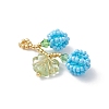 Glass Seed Beaded Berries & Leaf Pendants PALLOY-MZ01114-04-3