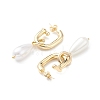 Brass Oval with ABS Pearl Teardrop Dangle Stud Earrings for Women EJEW-C059-02G-2