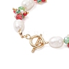 Christmas Glass & Shell Pearl & Pearl & Brass Beaded Bracelets for Women BJEW-TA00688-3