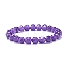 Natural Malaysia Jade(Dyed) Round Beaded Stretch Bracelet BJEW-JB07635-4