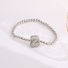 Brass Micro Pave Clear Cubic Zirconia Beaded Stretch Bracelets for Women FS-WG5260F-25-1