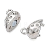 Heart Brass Micro Pave Clear Cubic Zirconia Magnetic Clasps KK-C251-11P-2