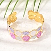 304 Stainless Steel Enamel Flat Round Open Cuff Bangles for Women SA-CBA1A30-03A-G-1