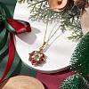 Christmas Theme Flower Glass Seed Beads & Rhinestone Pendant Necklaces NJEW-MZ00045-2
