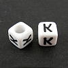 Letter Acrylic European Large Hole Beads X-OPDL-R050-10mm-K-1