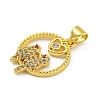 Rack Plating Brass Micro Pave Cubic Zirconia Pendants KK-C074-24G-02-2