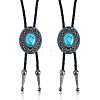 2Pcs Alloy Enamel with Synthetic Gemstone Oval Bolo Tie Necklaces NJEW-DC0001-28-1