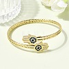 Brass Micro Pave Cubic Zirconia Cuff Bangles for Women BJEW-F526-08G-2