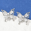 Butterfly Brass Micro Pave Cubic Zirconia Stud Earrings EJEW-M082-17P-02-4