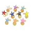 Brass Enamel Adjustable Cuff Rings for Women RJEW-G357-01E-4