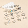 20Pcs Mixed Shapes Alloy Open Cuff Rings for Women PW-WGD235A-01-4