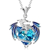 Alloy Rhinestone Dragon Holding Heart Pendant Necklaces with Enamel PW-WGD9ED9-01-1