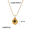 Natural Obsidian Flower Teardrop Pendant 304 Stainless Steel Chain Necklaces for Women FS-WG9E461-05-1