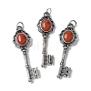 Key Brass Natural Red Jasper Big Pendants KK-D361-01AS-26-1