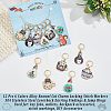 12Pcs 6 Colors Alloy Enamel Cat Charm Locking Stitch Markers HJEW-PH01531-4