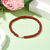 Natural Red Jasper Rondelle & Pearl Beaded Stretch Bracelets BJEW-JB09918-01-2