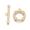 Brass Micro Pave Clear Cubic Zirconia Toggle Clasps KK-Q278-015-NF-3